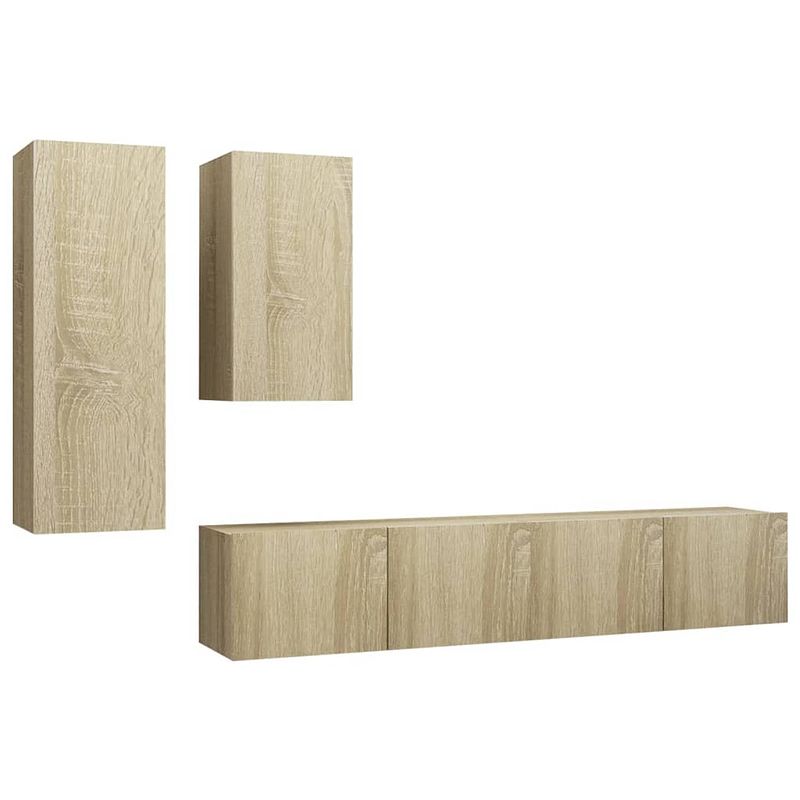 Foto van The living store televisiemeubelset hangend sonoma eiken - spaanplaat - 30.5x30x90cm / 30.5x30x60cm / 80x30x30cm -