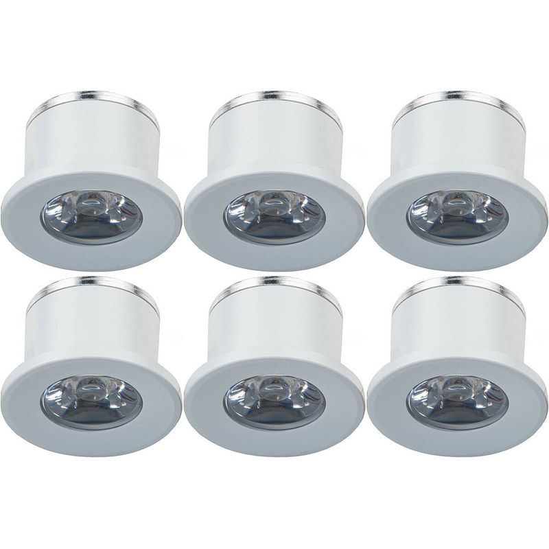 Foto van Led veranda spot verlichting 6 pack - 1w - warm wit 3000k - inbouw - dimbaar - rond - mat wit - aluminium - ø31mm