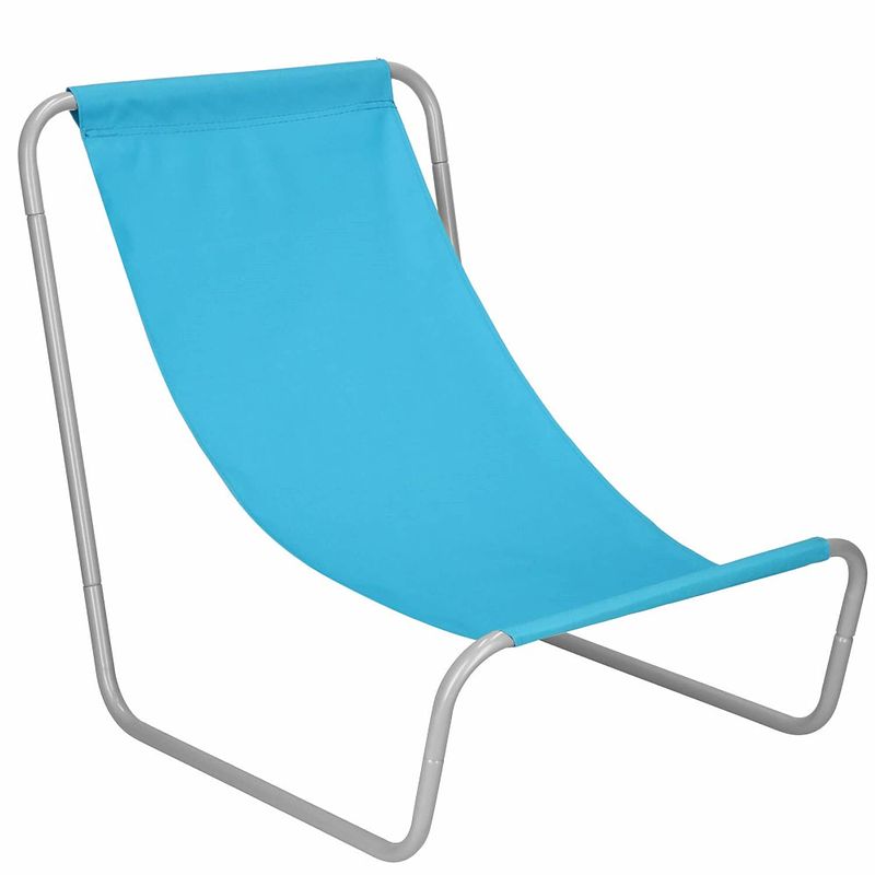 Foto van Ligstoel strandstoel ligbed inclusief draagtas lichtblauw