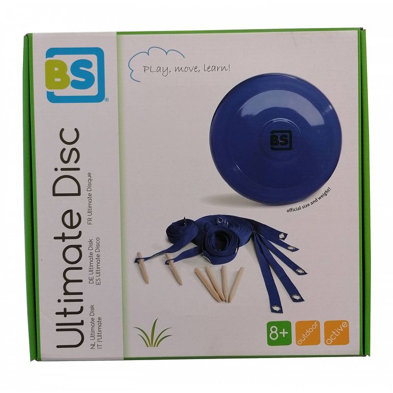 Foto van Bs toys frisbeeset ultimate disk hout blauw 8-delig