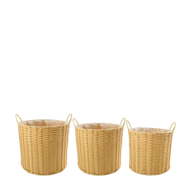 Foto van Dknc - manden delhi - riet - 38x38x38cm - set van 3 - beige