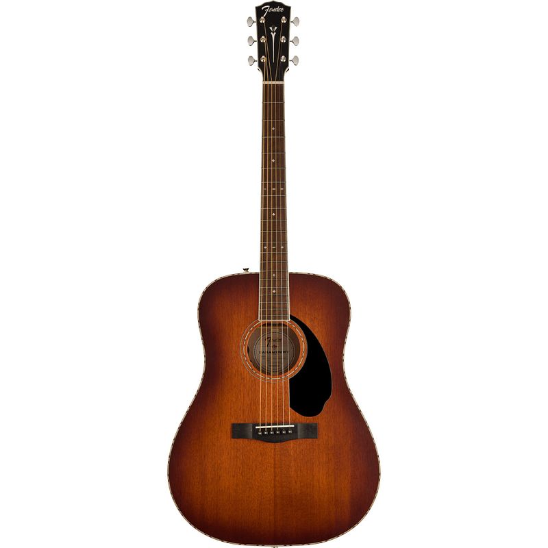 Foto van Fender pd-220e dreadnought all mahogany aged cognac burst elektrisch-akoestische westerngitaar met koffer