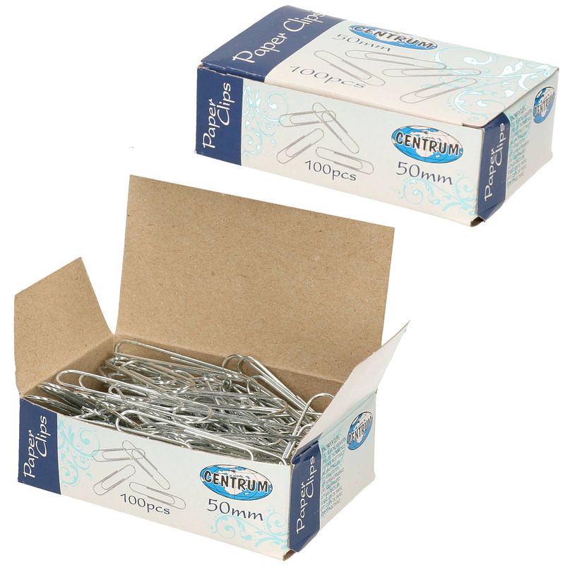 Foto van 200x stuks grote zilveren paperclips 50 mm - paperclip