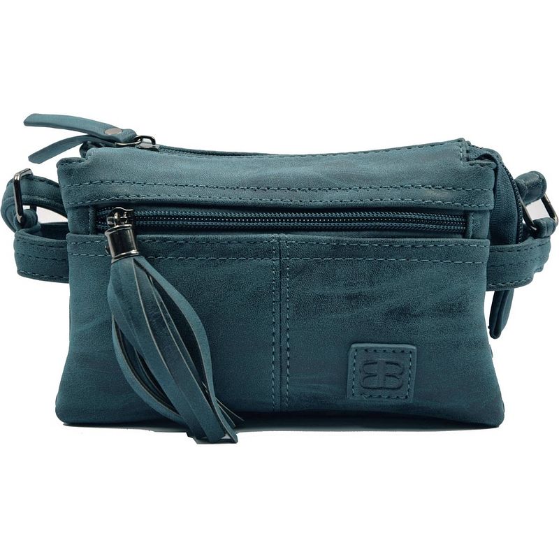 Foto van Tas - tasssen - bags - bag- bicky bernard- harmonica 3-vaks tasje - schoudertasje - crossbody tasje -donkerblauw