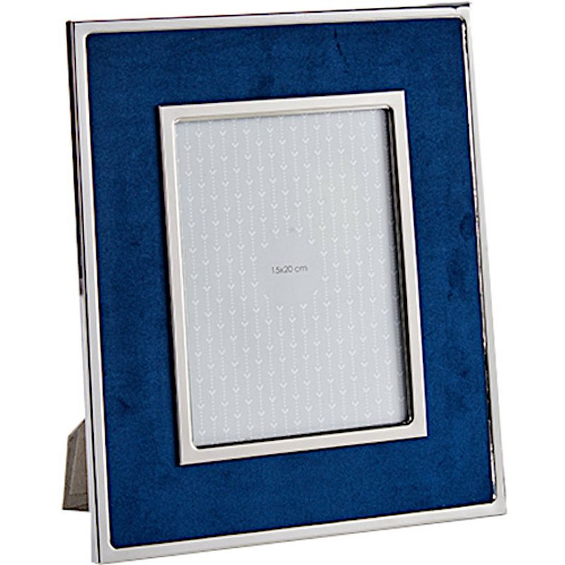 Foto van Giftdecor fotolijst 20 x 15 cm fluweel/staal donkerblauw/zilver