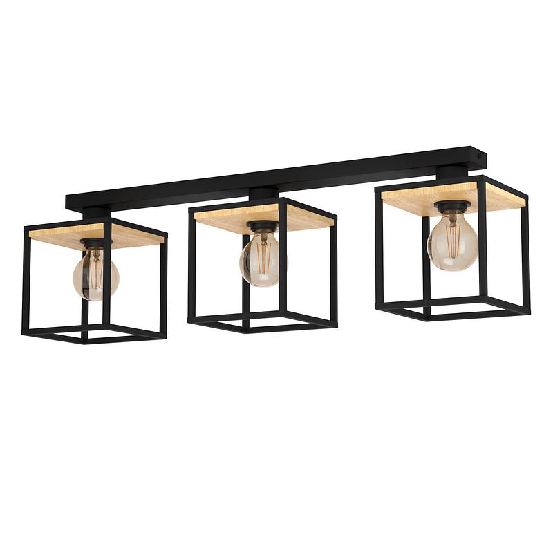 Foto van Eglo libertad plafondlamp - e27 - 86 cm - zwart/bruin