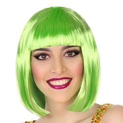 Foto van Atosa verkleedpruik voor dames half lang haar - groen - bob lijn - carnaval/party - verkleedpruiken