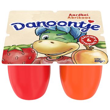 Foto van Danoontje kinder fruitkwark toetjes aardbei abrikoos 4 x 100g bij jumbo