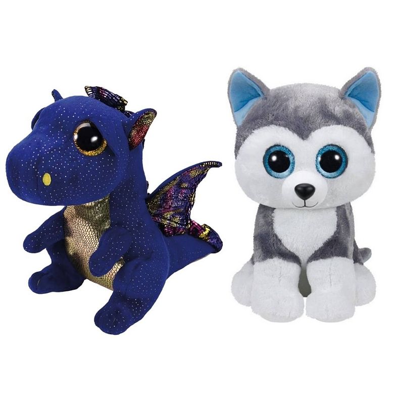 Foto van Ty - knuffel - beanie buddy - saffire dragon & slush husky