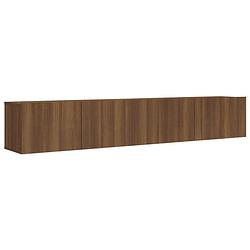 Foto van The living store houten tv-meubelset - hangende tv-kasten - modern - gerookt eiken - 100x30x30cm - 80x30x30cm