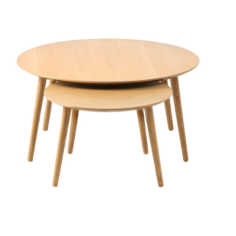 Foto van Giga living - salontafel adda rond naturel eiken set van 2