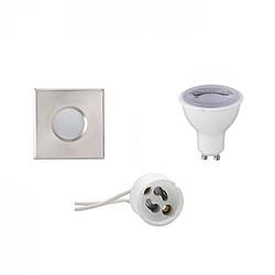 Foto van Led spot set - aigi - gu10 fitting - waterdicht ip65 - dimbaar - inbouw vierkant - mat chroom - 6w - natuurlijk wit