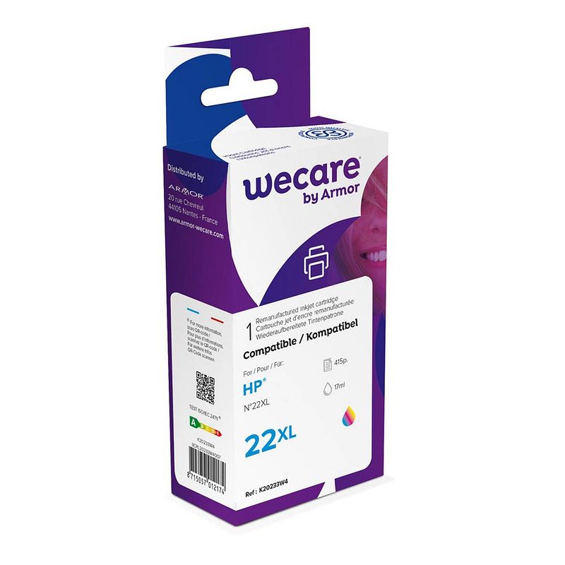 Foto van Wecare cartridge compatible met hp 22 tricolor