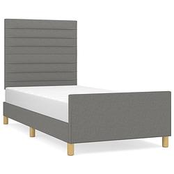 Foto van Vidaxl bedframe met hoofdeinde stof donkergrijs 90x190 cm