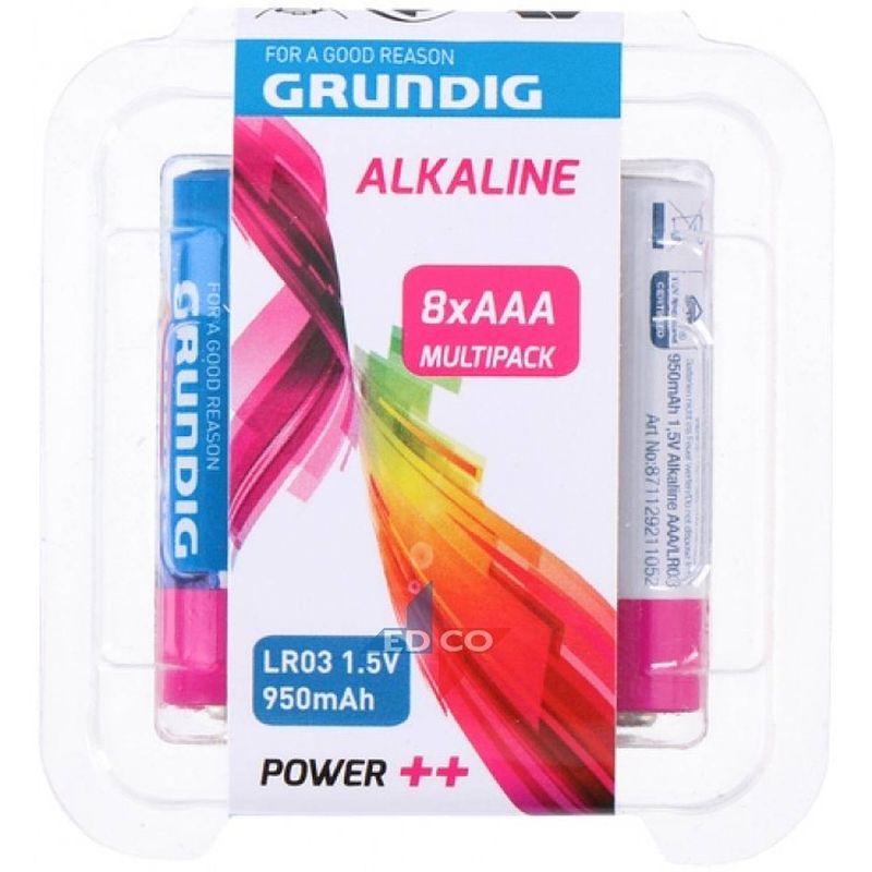 Foto van Grundig batterijen alkaline lr03 aaa 8 stuks