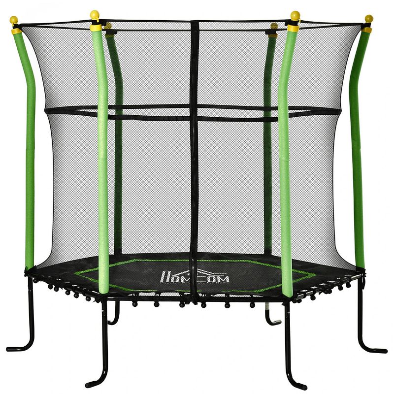 Foto van Kindertrampoline met veiligheidsnet - trampoline - buitenspeelgoed - ø162cm - groen