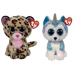 Foto van Ty - knuffel - beanie buddy - livvie leopard & helena husky