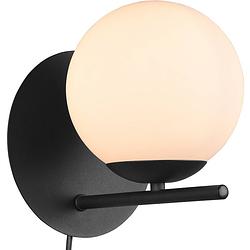 Foto van Led wandlamp - wandverlichting - trion pora - e14 fitting - rond - mat zwart - aluminium