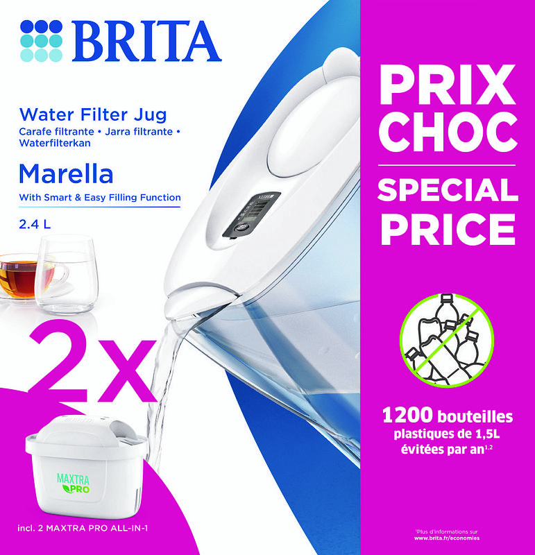 Foto van Brita marella waterfilterkan wit + 2 maxtra filterpatronen