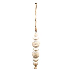 Foto van Haes deco - kersthanger ornament ø 5x19 cm - beige - kerstdecoratie, decoratie hanger, kerstboomversiering