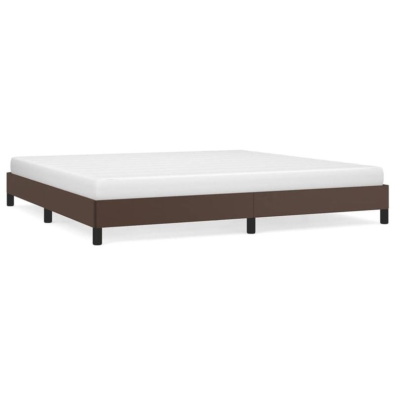 Foto van The living store bedframe - kunstleer - multiplex - bruin - 203x203x25cm - geschikt voor 200x200cm matras