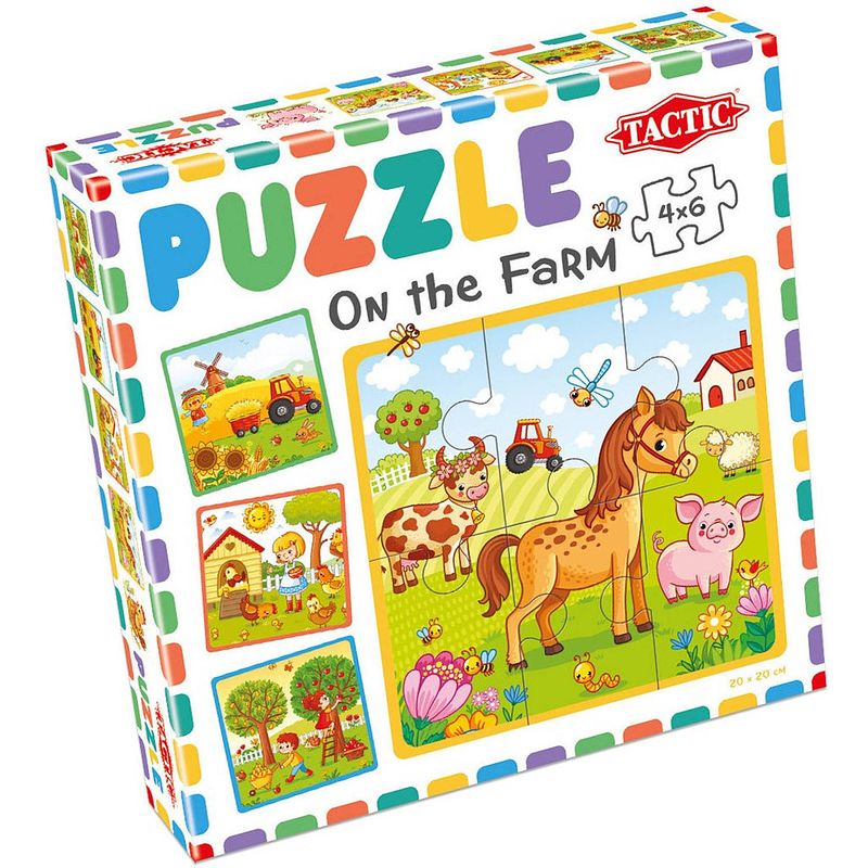 Foto van Tactic puzzel on the farm junior 20 x 20 cm karton 4-delig