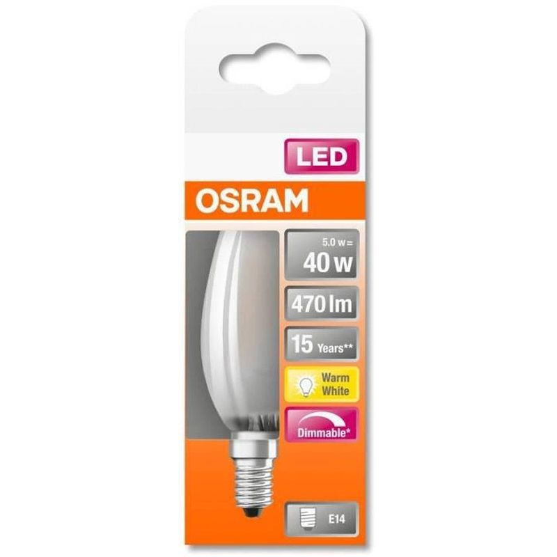 Foto van Osram led-lamp variabele matglasvlam - 4,4w equivalent 40w e14 - warm wit