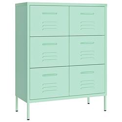 Foto van The living store ladekast mint - stalen opbergkast - 80 x 35 x 101.5 cm - 6 lades