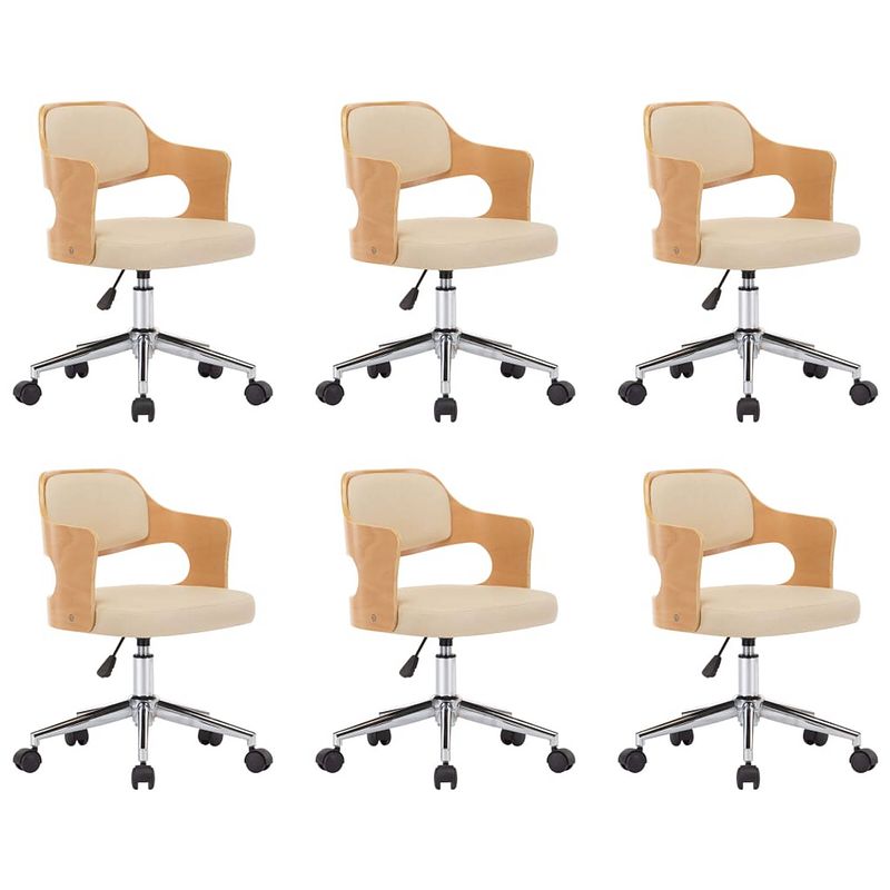 Foto van The living store eetkamerstoelen - set van 6 - kunstleer - crème - 47.5 x 53 x (68-76) cm