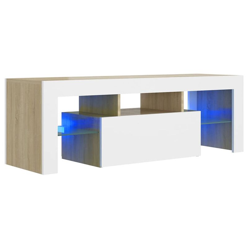 Foto van Vidaxl tv-meubel met led-verlichting 120x35x40cm wit sonoma eikenkleur