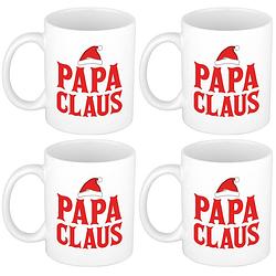 Foto van Set van 4x stuks papa claus koffiemokken / theebekers kerstcadeau vader 300 ml - bekers