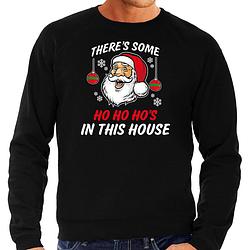Foto van Foute humor kersttrui grappige kerstman kerst sweater zwart voor heren 2xl - kerst truien