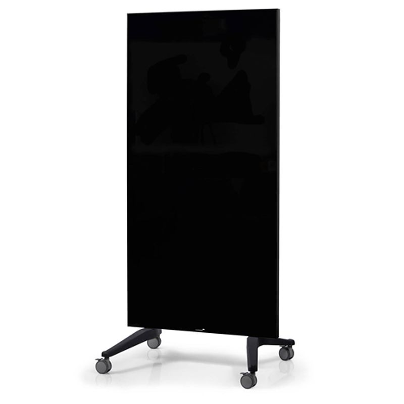 Foto van Mobiel glassboard dubbelzijdig - 90 x 175 cm - zwart