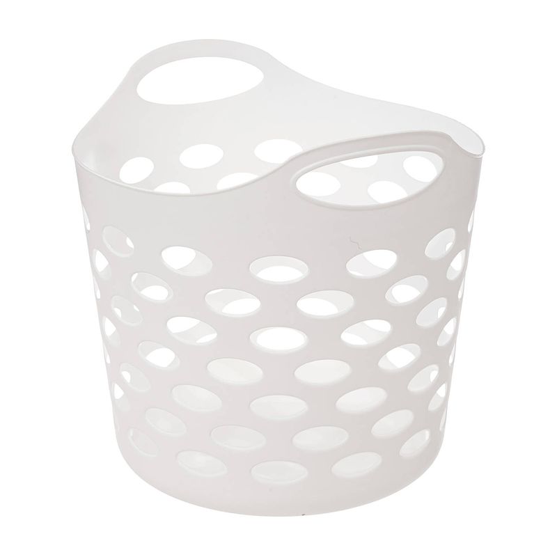 Foto van 5five flexibele wasmand/opbergmand - rond - wit - 28 liter - d39 x h54 cm - wasmanden