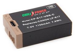 Foto van Chilipower accu lp-e17 usb-c versie voor canon - 1100mah