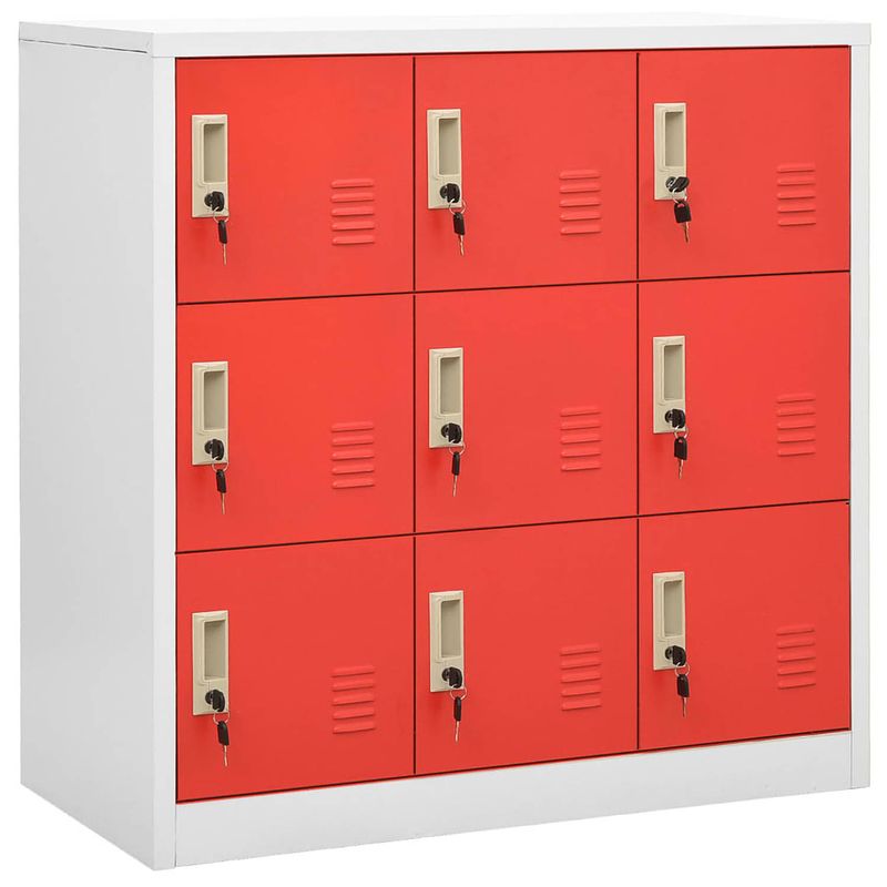 Foto van Vidaxl lockerkast 90x45x92,5 cm staal lichtgrijs en rood