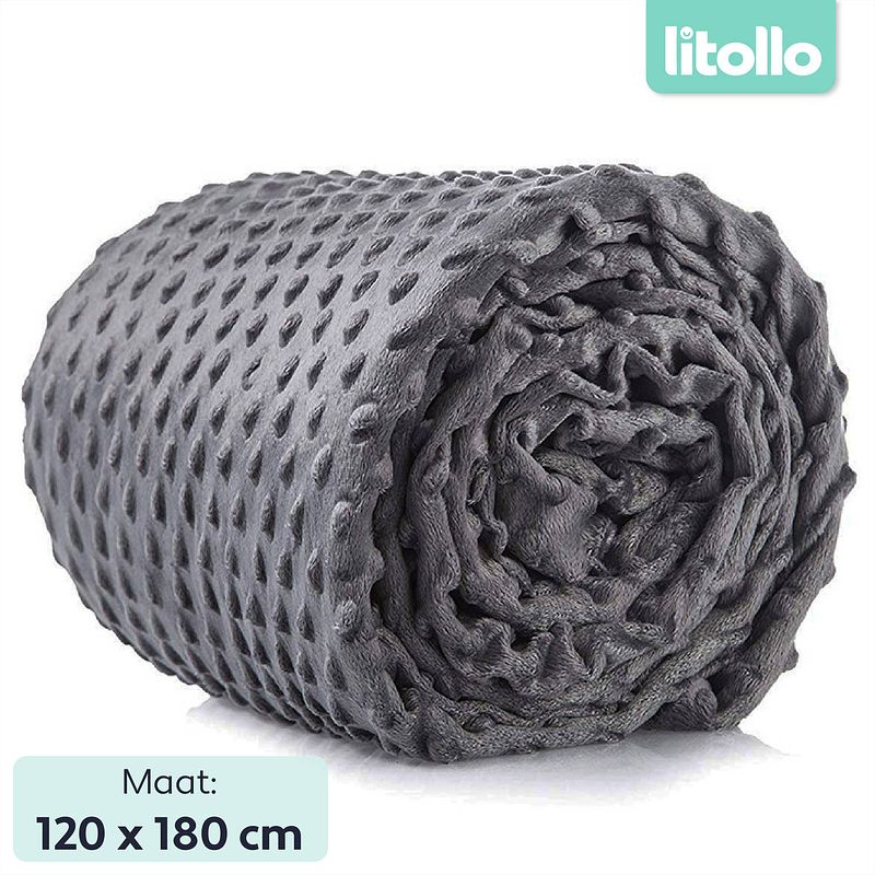 Foto van Litollo verzwaringsdeken zachte winter fleece hoes - weighted blanket - grijs - 120*180 cm