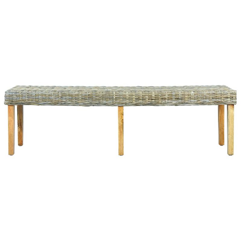 Foto van The living store rattan bank - halbank - 160 x 35 x 45 cm - kubu rattan en mangohout