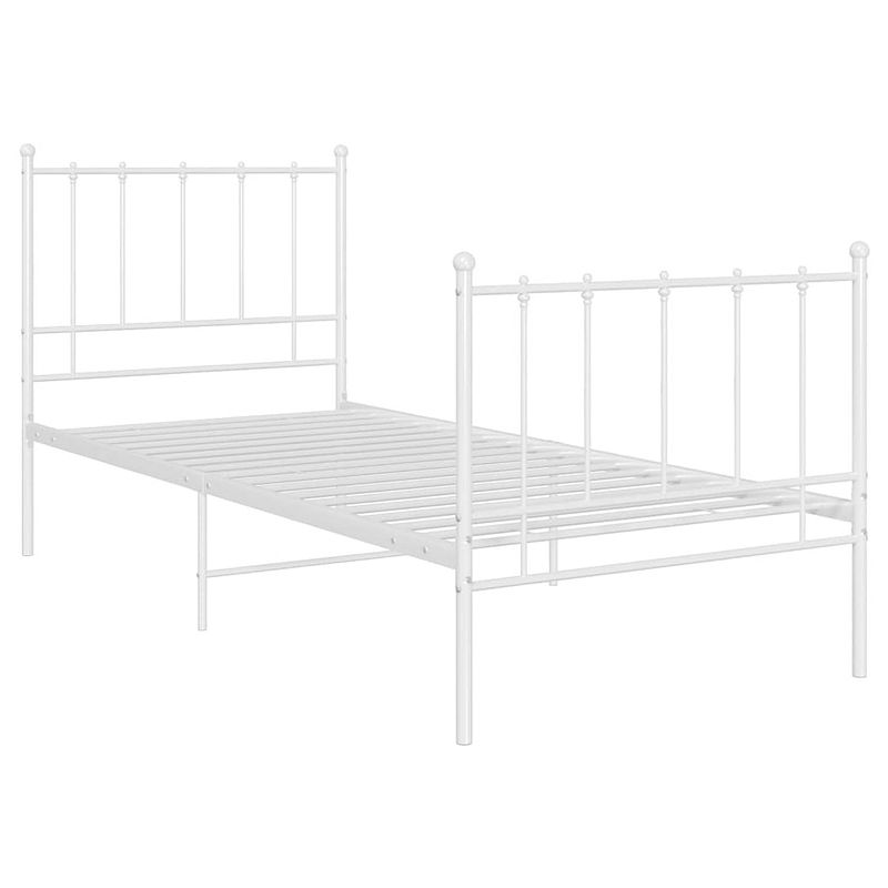 Foto van The living store eenpersoons bedframe - metaal - 206 x 105 x 99 cm - wit - montage vereist