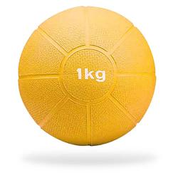 Foto van Matchu sports medicine ball 1kg - geel - ø 19cm - massief rubber