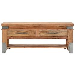 Foto van The living store salontafel acaciahout - natuurlijke afwerking - 110 x 52 x 45 cm - met 2 lades en schap