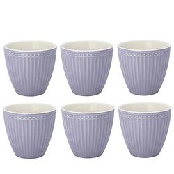 Foto van Set van 6x stuks beker (latte cup) greengate alice lavendel 300 ml ø 10 cm