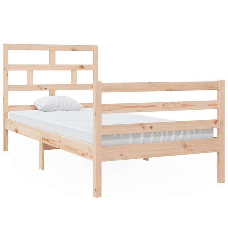 Foto van The living store houten bedframe - massief grenenhout - 205.5 x 96 x 100 cm - rustieke uitstraling