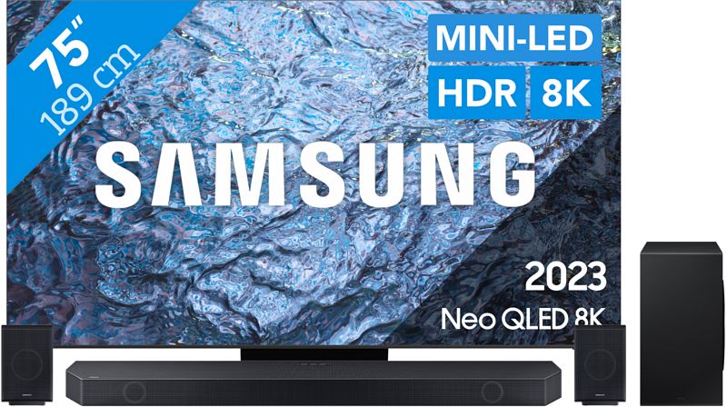 Foto van Samsung neo qled 8k 75qn900c (2023) + soundbar