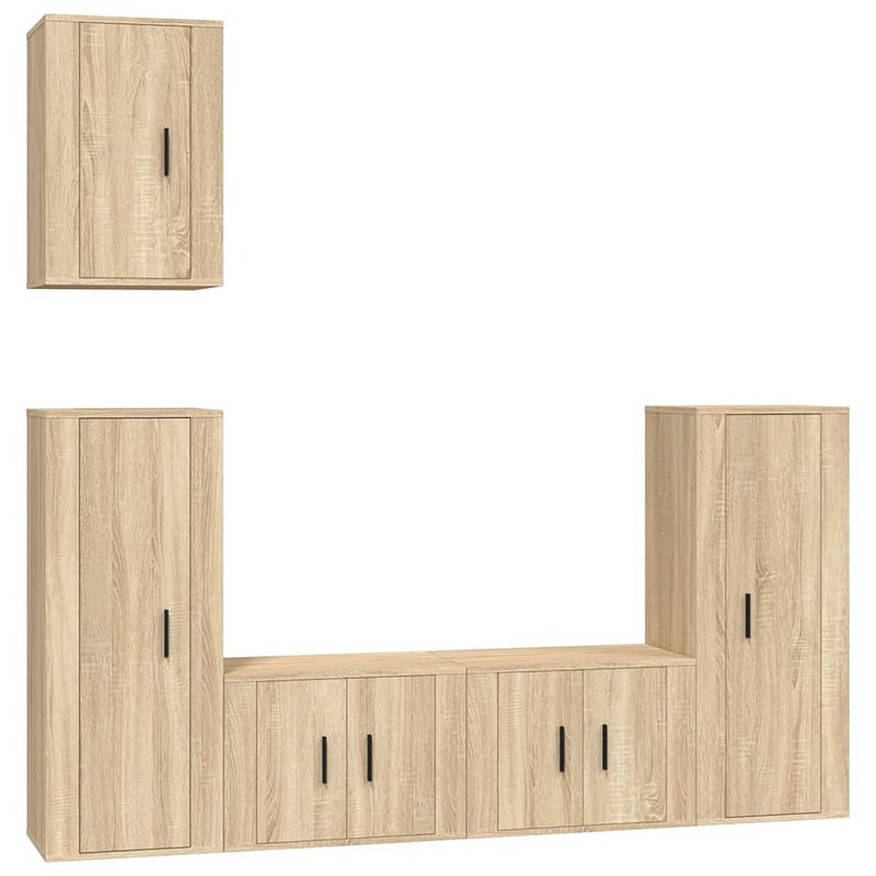 Foto van The living store tv-meubel set - sonoma eiken - 2x 57x34.5x40 cm - 2x 40x34.5x100 cm - 1x 40x34.5x60 cm