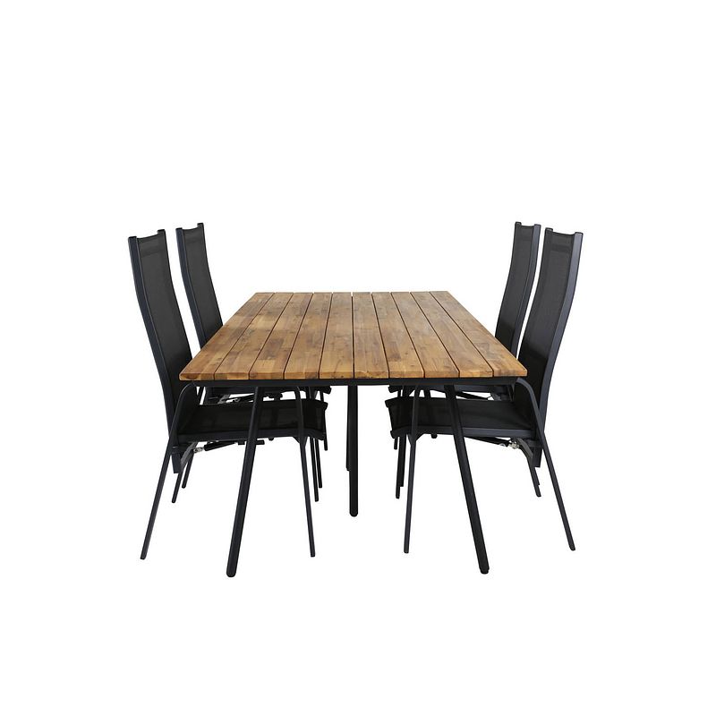 Foto van Chan tuinmeubelset tafel 100x200cm en 4 stoel copacabana zwart, naturel.