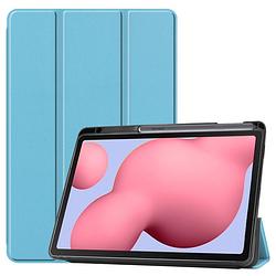 Foto van Basey samsung galaxy tab s6 lite hoesje kunstleer hoes case cover - licht blauw