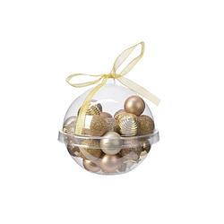 Foto van 30x stuks kleine kunststof kerstballen bruin/goud/champagne 3 cm - kerstbal