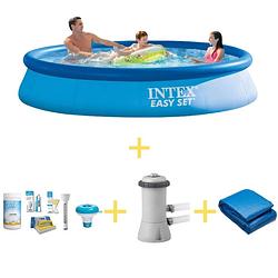 Foto van Intex zwembad - easy set - 366 x 76 cm - inclusief ways onderhoudspakket, filterpomp & grondzeil