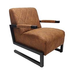 Foto van Bronx71 industriële fauteuil lucky cognac microvezel.